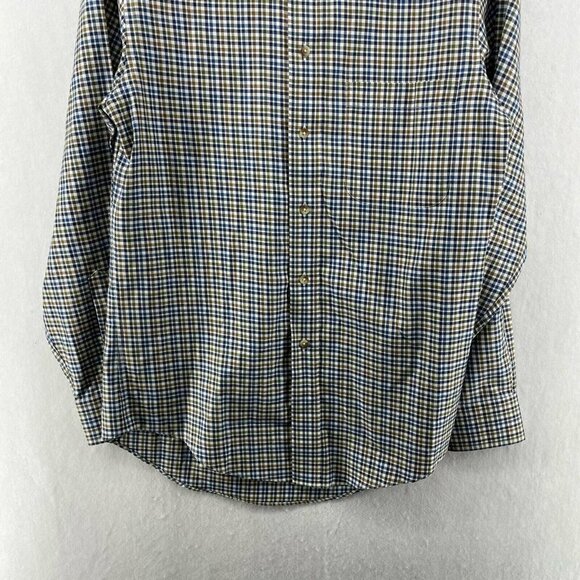 Jos. A. Bank Button-Up Shirt Mens Sz S Blue Brown Gingham Collared Tailored Fit - Picture 7 of 11